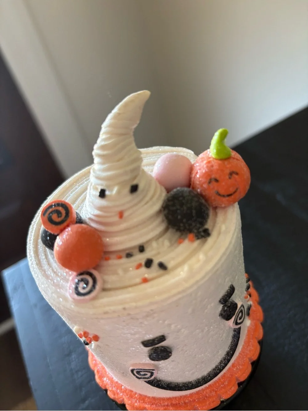 Candy Corn Lane Mini Ghost Frosted Glitter Candy Cake Halloween 6”